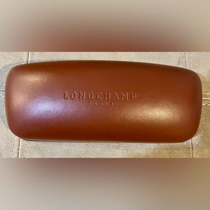 LONGCHAMP PARIS Brown Hard Shell Sunglasses Eye Glasses Case Faux Leather